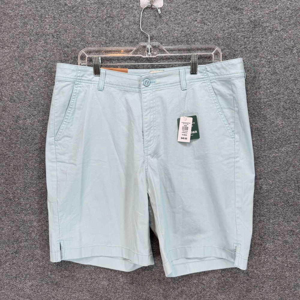 LL Bean Chino Bermuda Shorts Womens 16 Blue Stretch Lakewashed Favorite Fit NEW